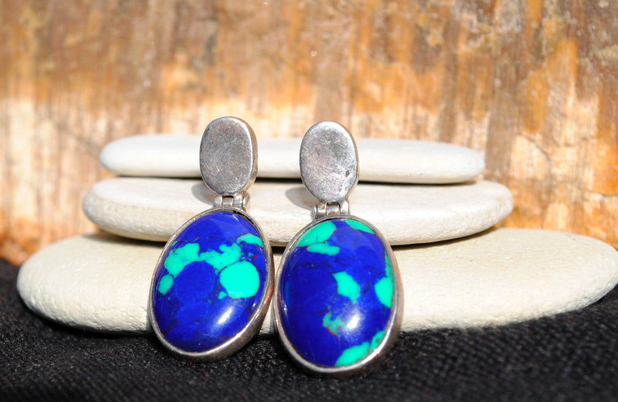 blue gemstones - azurite earrings